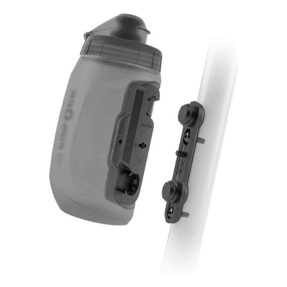 Fidlock Twist Bottle 450 + Bike Base - Drikkeflaske med magnetisk holder - Transparent grå